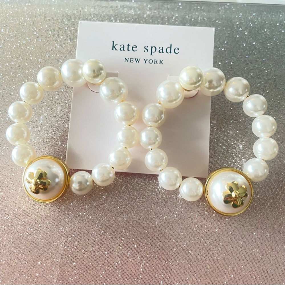 Kate Spade Gold and White Pearl Earrings NWT